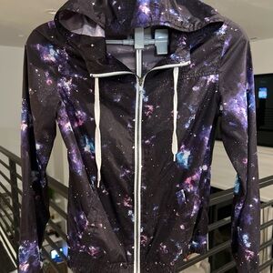 Zine Clothing Black and Purple Galaxy Bomber Jacket size Small